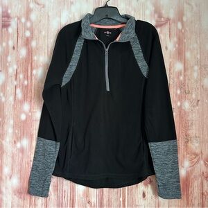 SO Black 1/4 Zip Gray Trim Fleece Pullover Sweatshirt